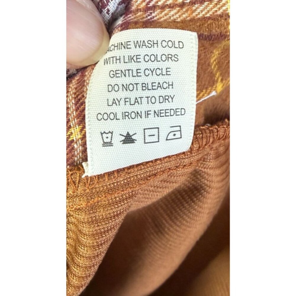 NWT N.Y.L.A. Patchwork Corduroy Flannel Shacket Womens Large‎ Brown/Burgundy - Picture 12 of 12